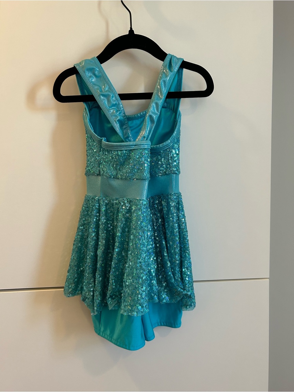 Teal Sequin Dance Costume with Bow - Size ISC - Picture 7 of 14